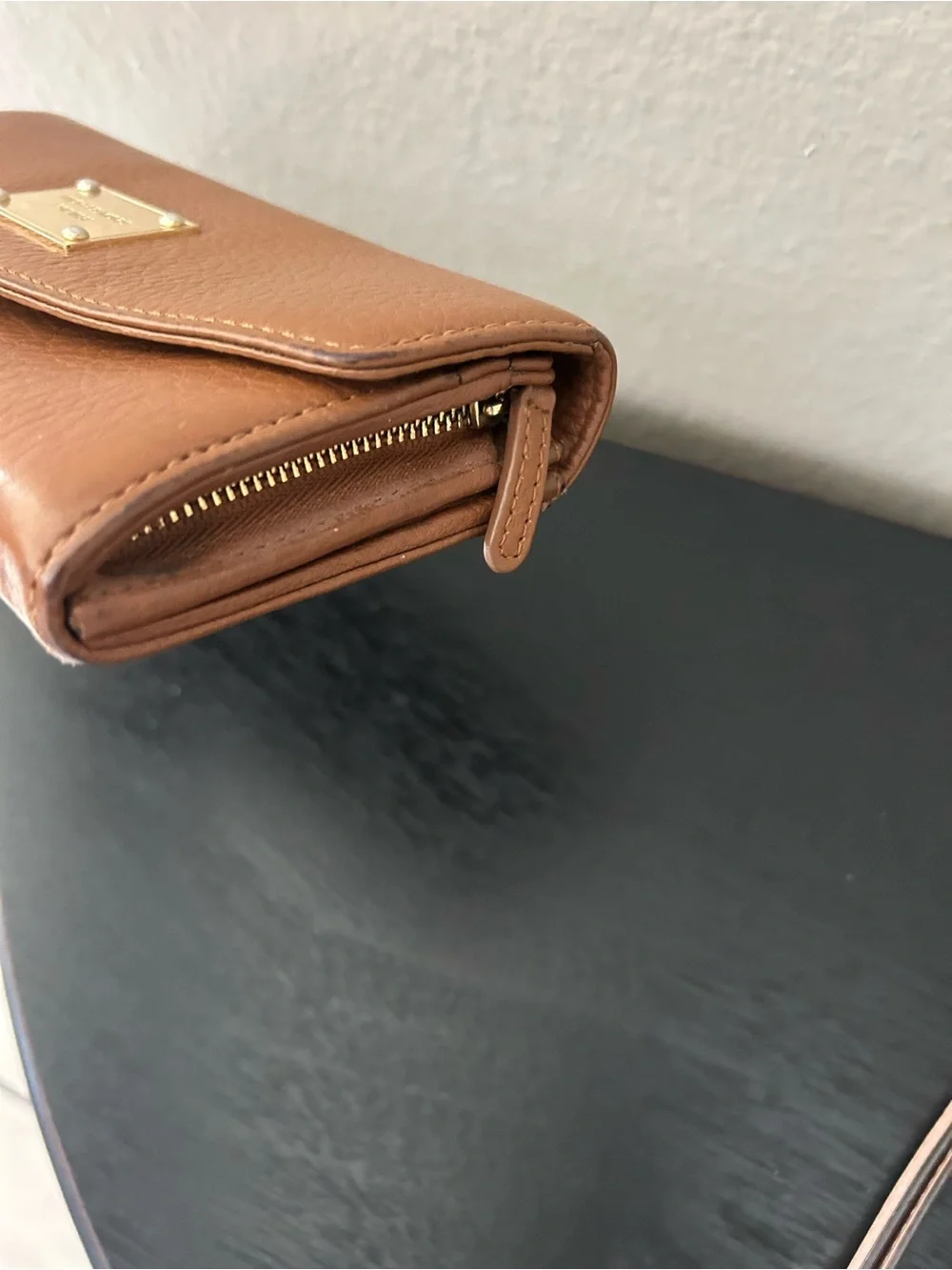 Michael Kors Pink Pebble Zip Wristlet and Brown Continental Wallet Set